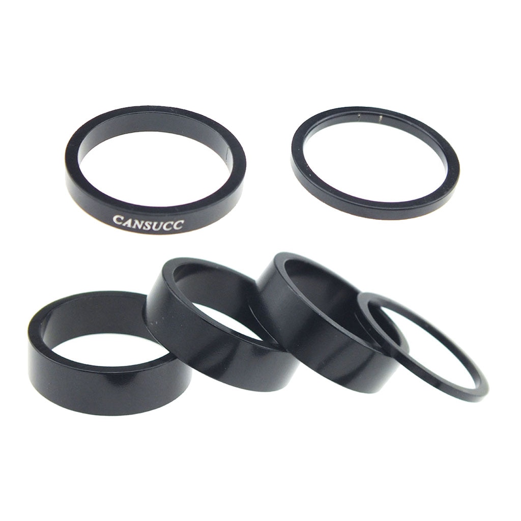 Sett  av 6 sykkel sykkelhodesett avstandsstykker avstandsstykker gaffelskive 2mm/3mm/5mm/10mm,  svart