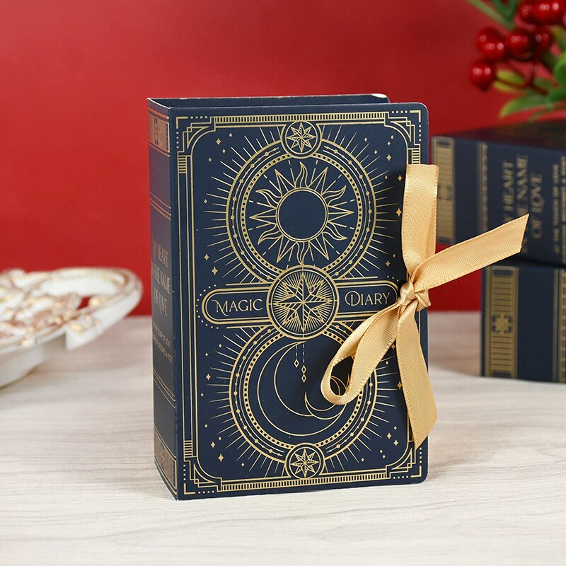 5Pcs Book Shape Candy Boxes with Ribbon Baby Shower Wedding Favors Box Home Birthday Party Decoration Supplies: T11
