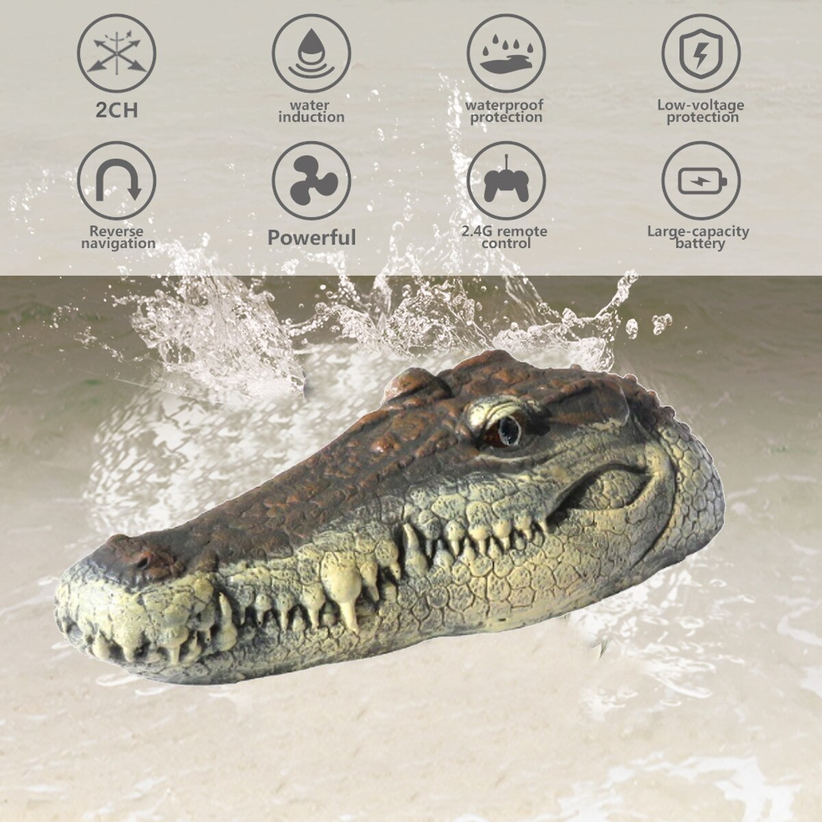 Simulatie Krokodil Hoofd RC Boot 2.4G Afstandsbediening Elektrische Speelgoed 15 km/h Snelheid Krokodil Hoofd Spoof Speelgoed Kerstcadeau