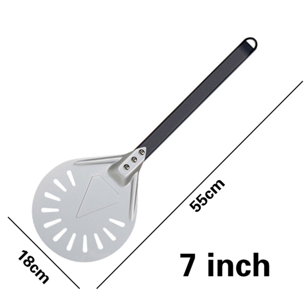 Pizza Draaien Kleine Pizza Schil Paddle Korte Ronde Pizza Tool Non Slip Houten Handvat 7 8 9 Inch Geperforeerde Pizza schop Aluminium: 7inch 40cm Handle