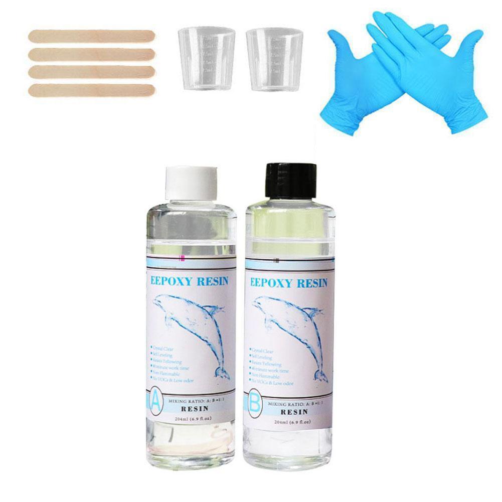 Epoxy Resin Kit Crystal Clear Hardener Kit Easy Mix DIY Supplies For Art Casting Resin Jewelry Projects