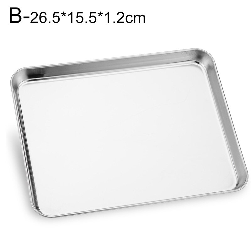 Stainless Steel Rectangle Food Storage Trays Steamed Sausage BBQ Roast Fish Plates Kitchen Bread Pastry Baking Dish Fruit Pans: B