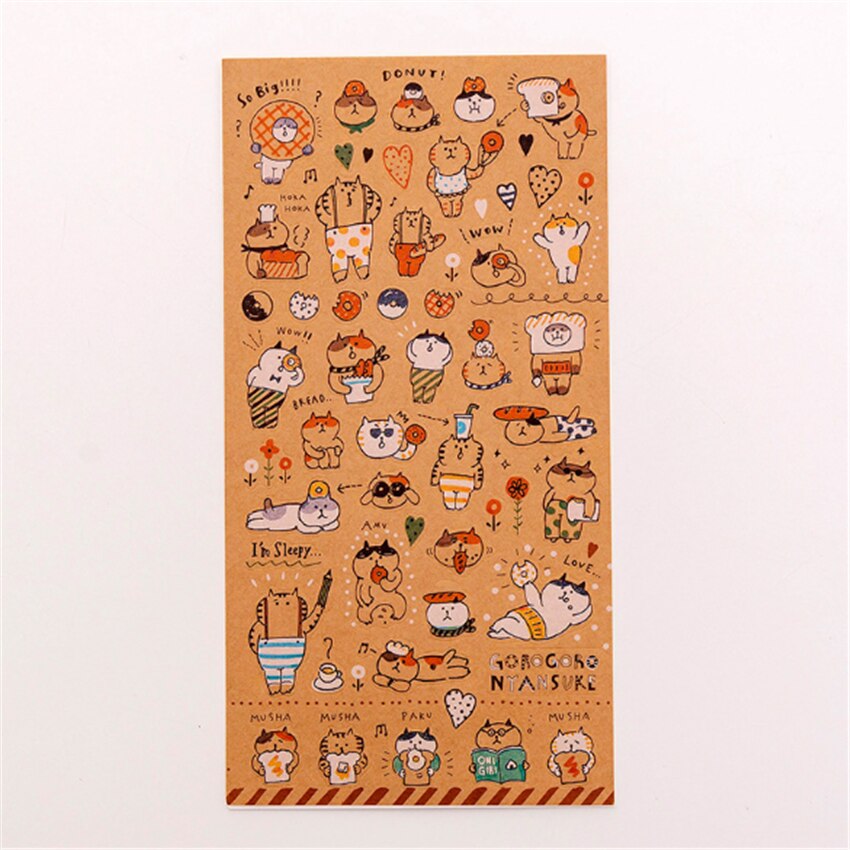 40 pakken/partij cartoon kat papier briefpapier sticker zelfklevend decoratief papier stickers scrapbook dagboek stickers: Schattige kat