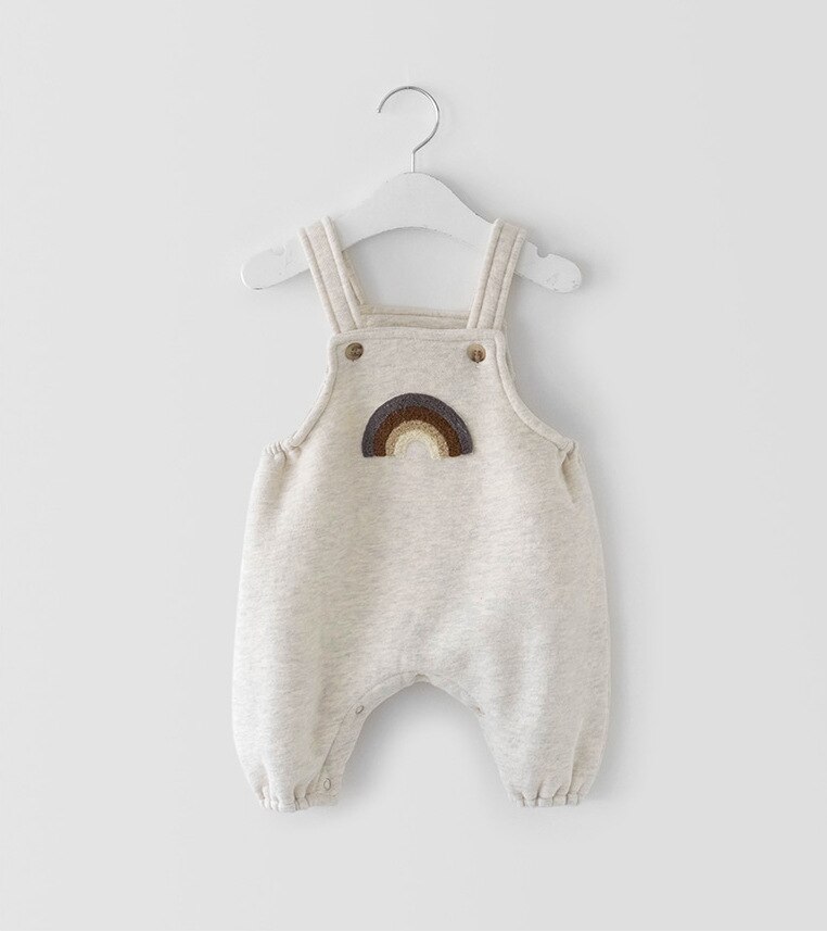 Kleine Jungen Mädchen Overall Hosen Baumwolle Regenbogen Stickerei freundlicher Lätzchen Gesamt Hosen freundlicher Kleidung Frühling Herbst Kleidung