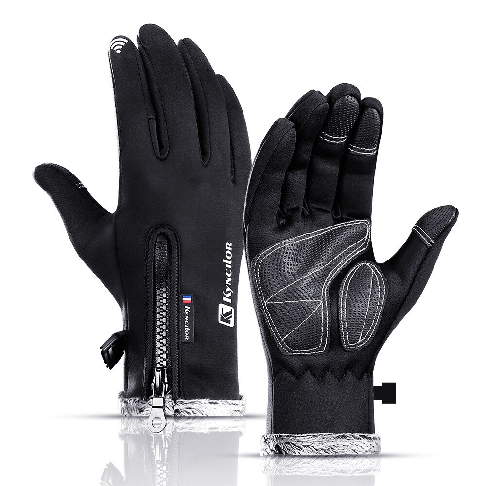 Ski Handschoenen Voegen Pluis Snowboard Handschoenen Vrouwen Mannen Winter Motorrijden Waterdicht Sneeuw Windstopper Camping Leisure Wanten: Black / L