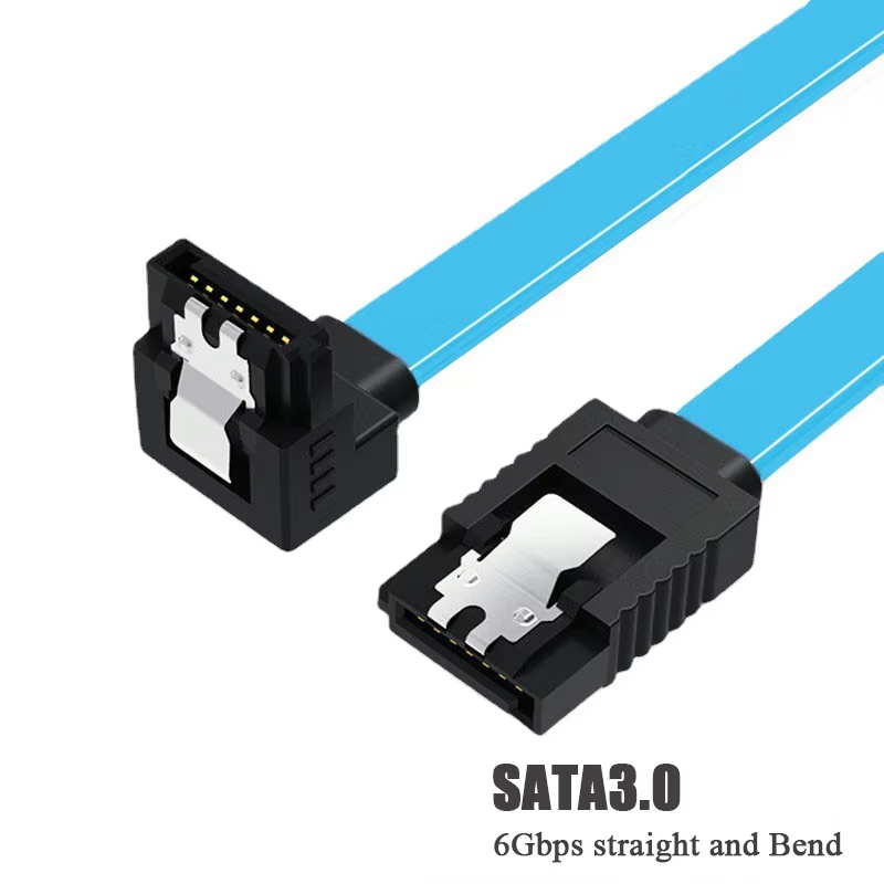 Cable de datos para disco duro SATA 3.0 de alta velocidad, estado sólido, cable de datos serie, SATA flexible, transferencia rápida, 39 cm: Azul