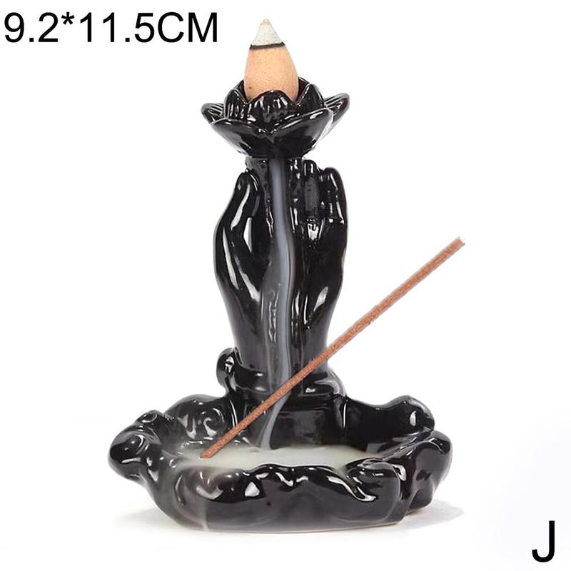 1pc criativo cachoeira queimador de incenso suporte de incenso cerâmica artesanal backflow queimador de incenso decoração cones: J