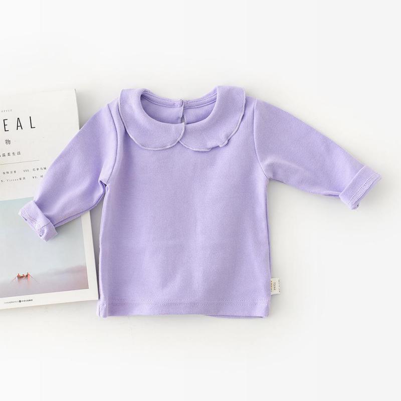 2022 Herfst Baby Meisje Kleding Katoen Lente Ins Lange Mouw T-shirt Candy Kleur Katoenen Tops Leuke Koreaanse Baby 0-3 Jaar Oud