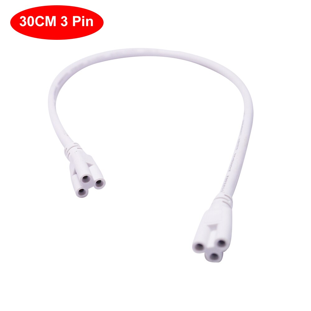 T5 T8 Elektrische Draad Connector 1ft 2ft 3ft 4ft Drie-Fase 3 Pin 2 Pinpower Cord Verlengkabel Voor led T5 T8 Geïntegreerde Buis: 30CM 3 Pin