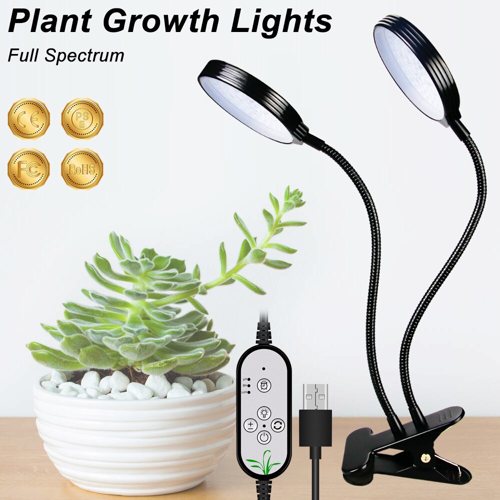 LED Grow Light Full Spectrum LED Rood Blauw 5V USB Kweeklampen Flexibele Slang Voor Planten Zaailingen Bloeiende Planten groeilicht: 2 Heads USB Port