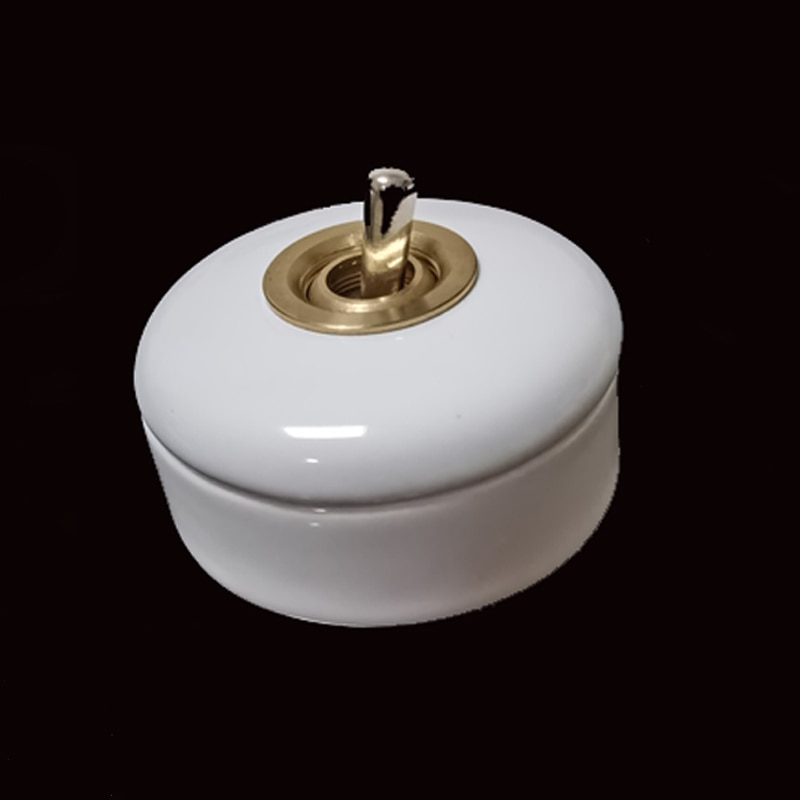 Home Improvement Retro Ceramic Switch Round Wall Light Toggle Switch Single Control Led Light On Off
