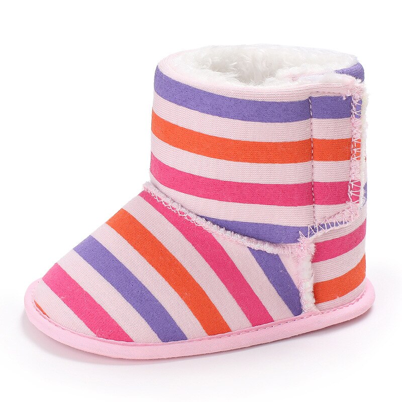 Pasgeboren Baby Baby Peuter Meisje Laarzen Crib Schoenen Regenboog Streep Prewalkers Sneeuw Winter Warm Prinses Baby Schoenen: Red / 13-18 months