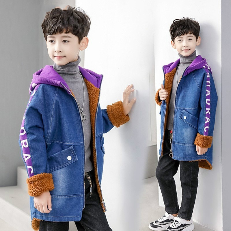 neue herbst winter kleidung kinder unten kleidung parkas warme oberbekleidung mit kapuze cowboy mäntel für jungen kinder jacke windjacke