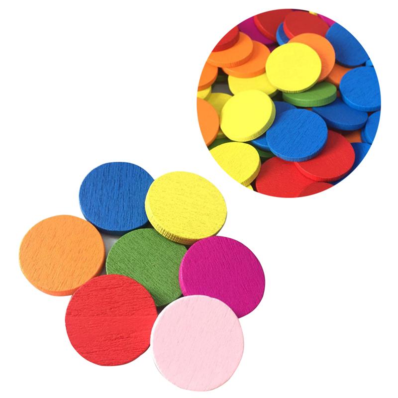 50Pcs Kleurrijke Ronde Houten Disc Kids Diy Handgemaakte Ambachten Decoratie Leerlingen Wiskunde Leermiddelen Ronde Hout Stuk Gereedschap A3
