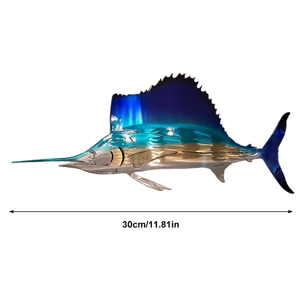 Metal Fish Wall Hanging Art Decor Bathroom Sculptures Miniatures Iron Fish Crafts Marine Home Garden Decoration Ornaments