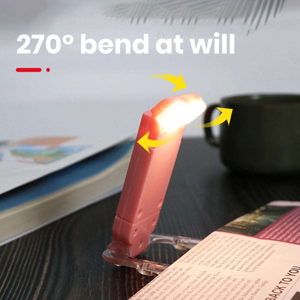 Usb-oppladbar boklampe, bærbar usb-oppladbar ledet-bokleselampe med mykt klips, sammenleggbart ødu til hjemmet