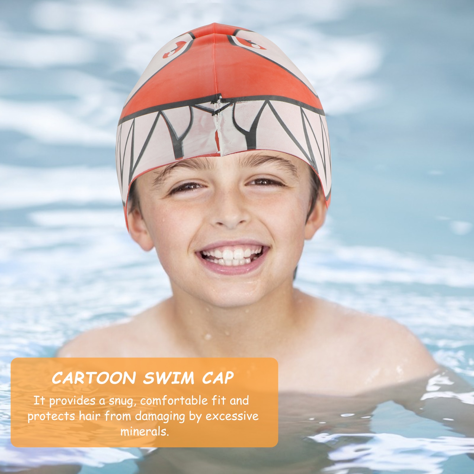 3pcs Fish Shape Swim Cap Practical Waterproof Swimming Hat Swim Hat for Child Kid