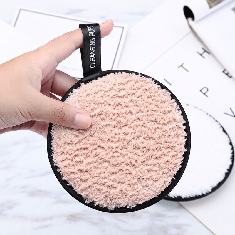 1pcs Microfiber Clean Sponge Pads Facial Makeup Remover Puff Face Cleansing Towel Reusable Cotton Double Layer Cleaning Wipe