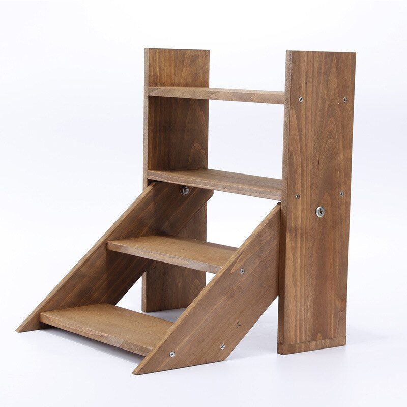 4 Tiers Plant Tray Plant Shelves Flower Display Stand Display Stand Wood Shelf Storage Rack Outdoor Garden Flower Rack Holder: Brown