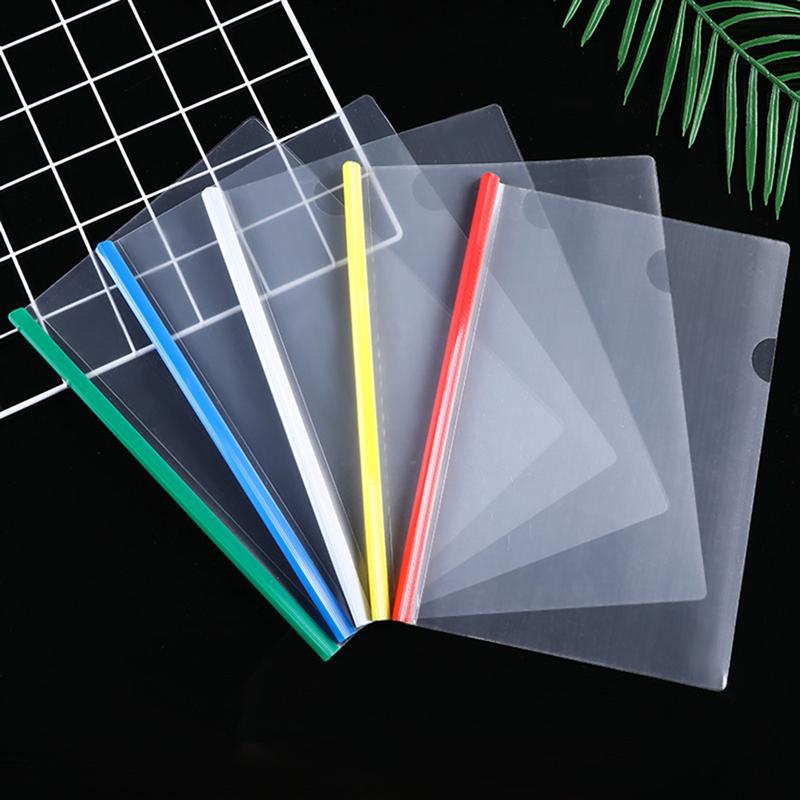 20pcs Sliding Bar File Clamps Transparent Plastic File Folders A4 Paper Organizer Report Contract File Holder for School Office