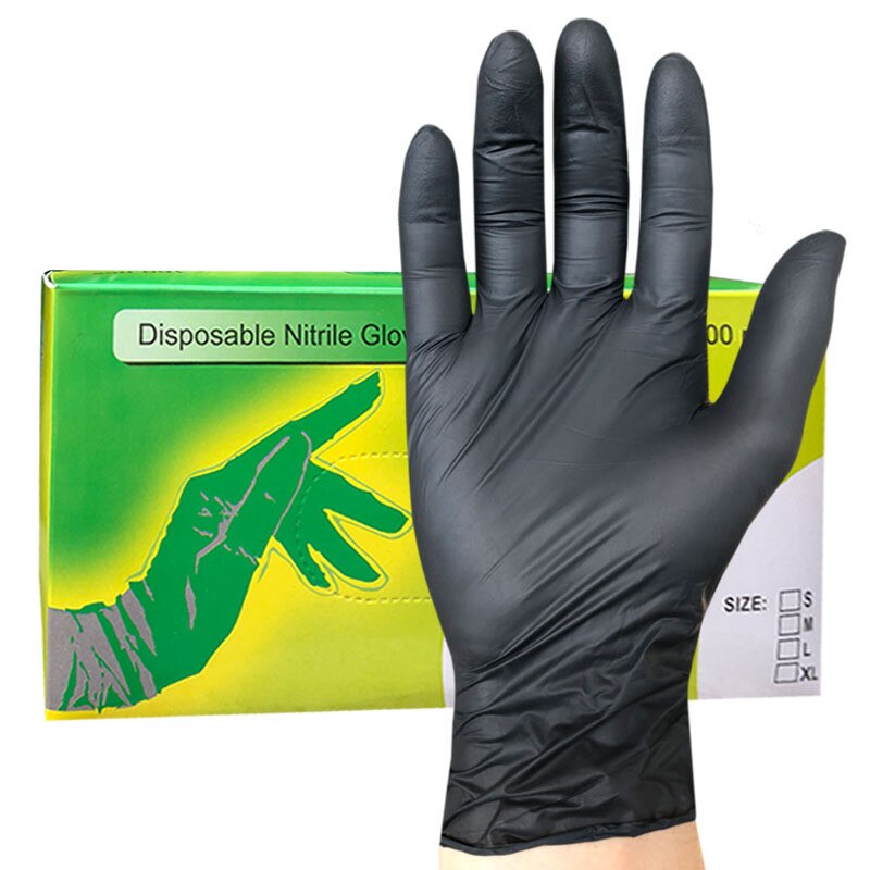 100 pièces/boîte gants de tatouage en Nitrile noir jetables réparation industrielle gants résistants à l'huile gants de manucure de coiffure durables