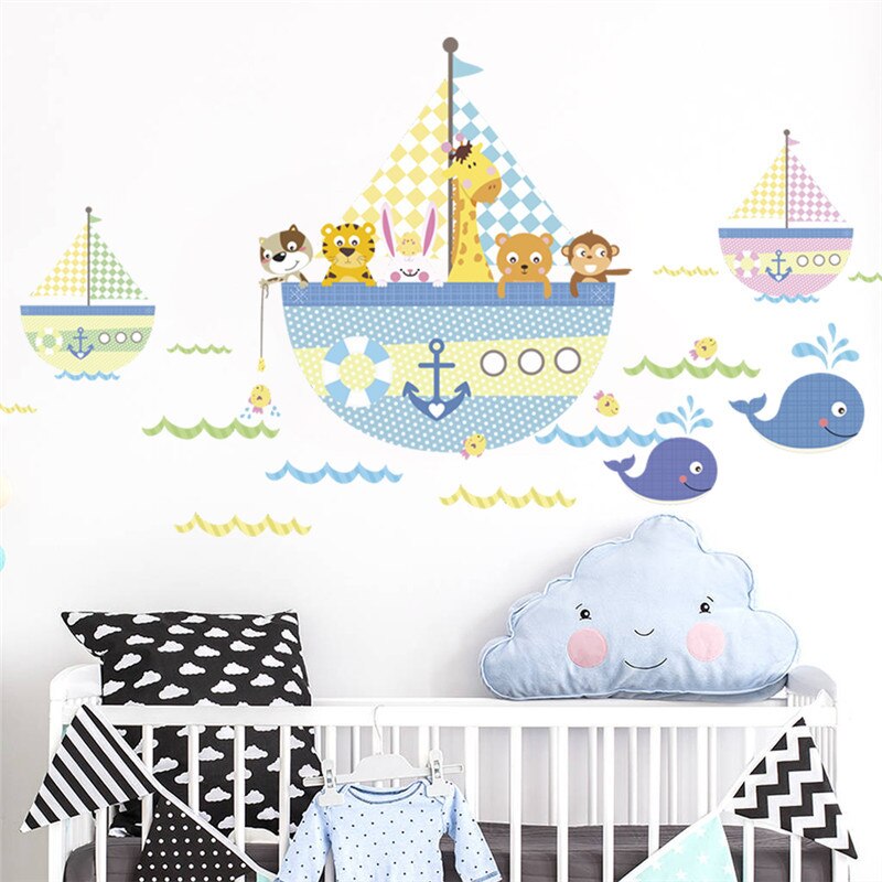 Underwater Ocean Fish Shark Boat Animals Wall Stickers For Kids Rooms Window Bathroom bedroom kitchen Wall Decals Tiger Mural: 946