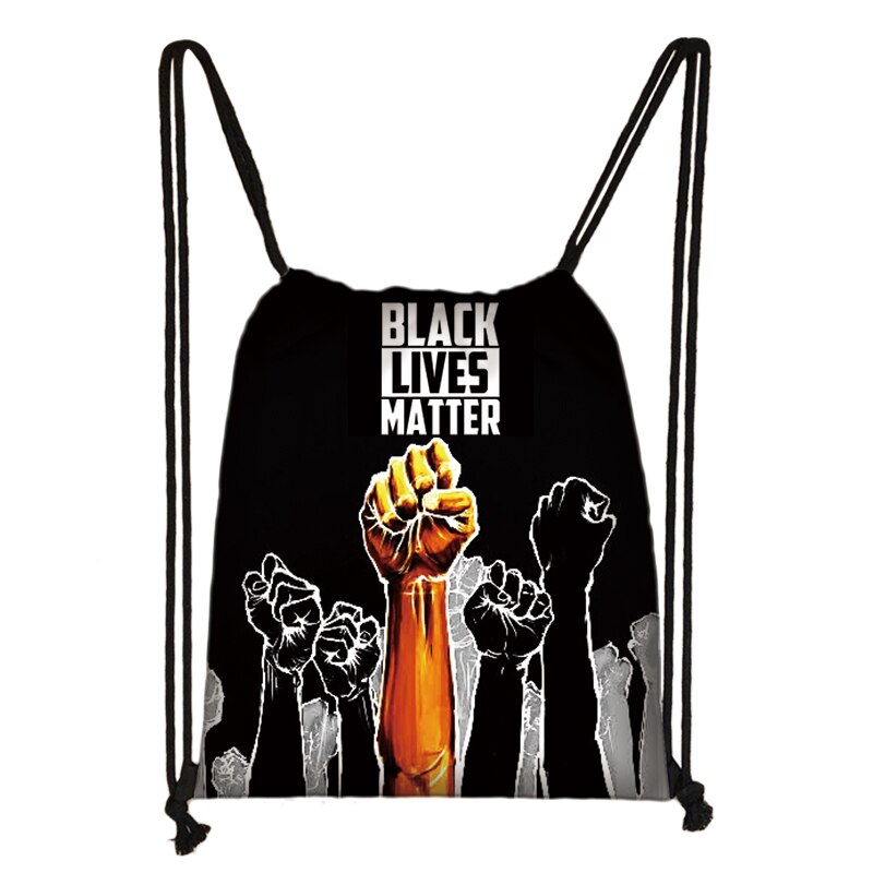 Black Lives Matter Letter Print Drawstring Bag Afro Black Women Backpack American Africa Ladies Storage Bag Cute Travel Bags