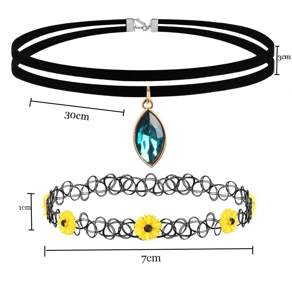 Conjunto de 30 unidades de gargantillas de cuero con de tatuaje para mujer, Set de 30 colgante de collares con encaje negro, joyería