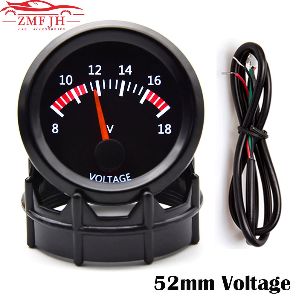 2&quot; 52mm Gauge VOLTS Car Gauge 12V Auto Instrument Voltage Meters Gauge 8~18V Car Volt Meter Pointer Car Gauge Black Gauge Cup
