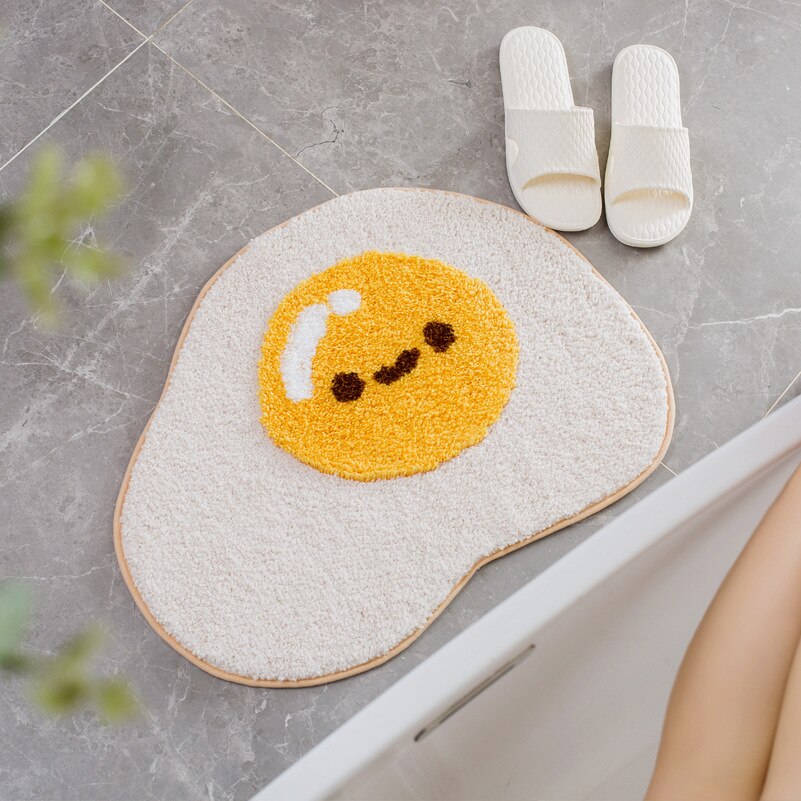 Huevo frito alfombra Baño de dibujos animados entrada alfombra alfombras cocina dormitorio alfombras de piso absorbente a prueba de polvo Anti-Slip felpudo