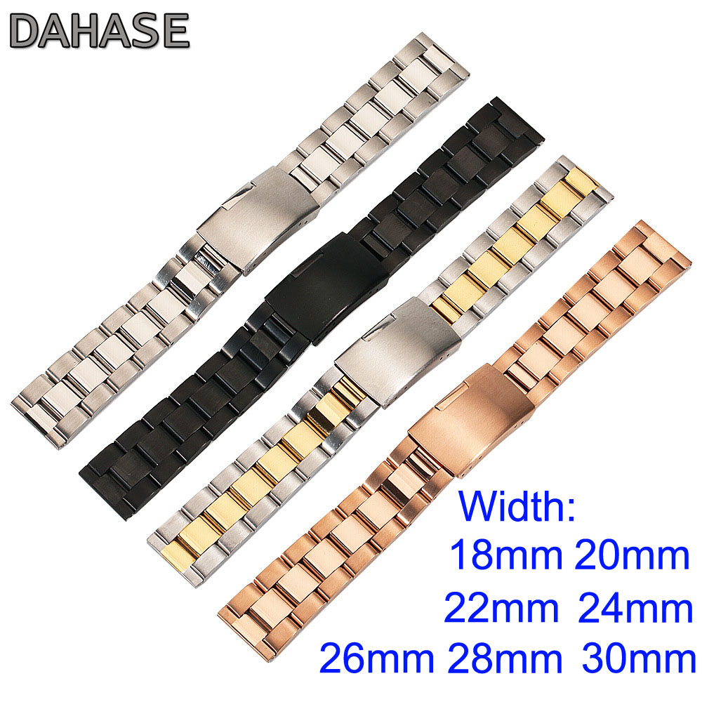 DAHASE Stainless Steel 18mm 20mm 22mm 24mm 26mm 28mm 30mm Watch Band Solid Classic General Metal Strap Watchband Belt OL3Z