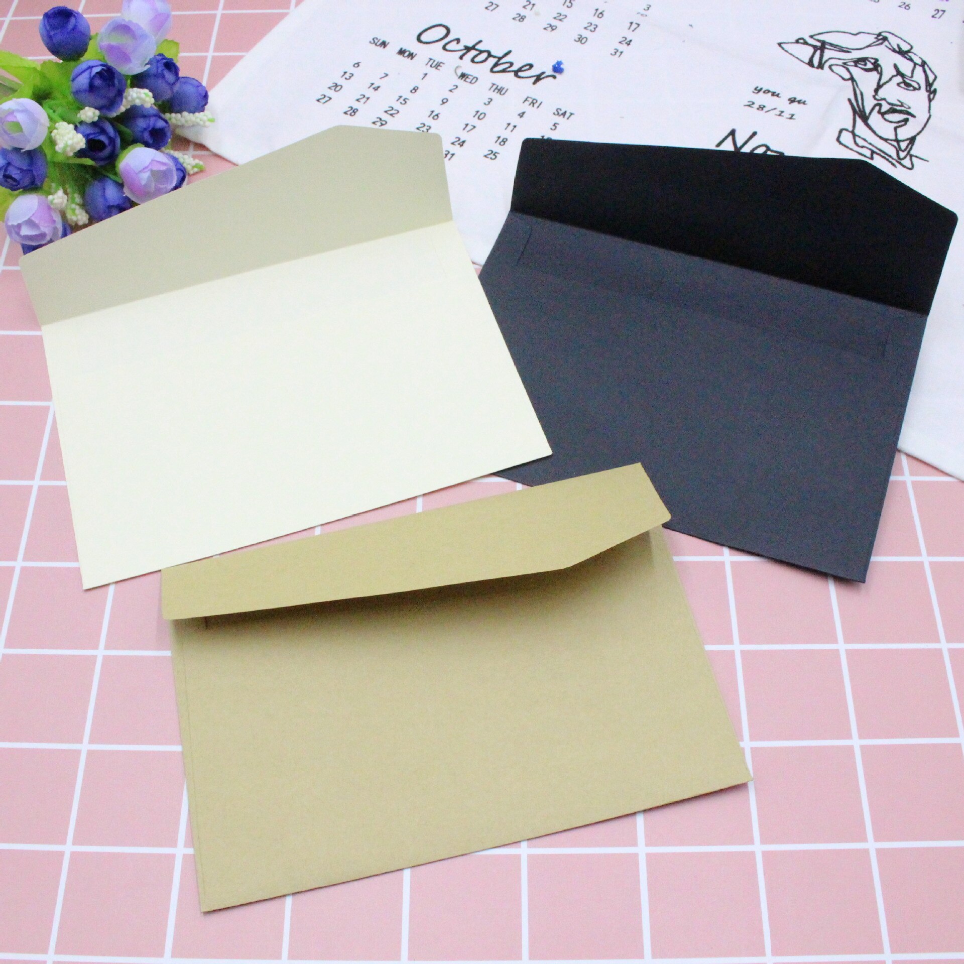 1pc klassieke witte zwarte kraft blanco mini-papieren enveloppen met venster, envelop voor huwelijksuitnodiging