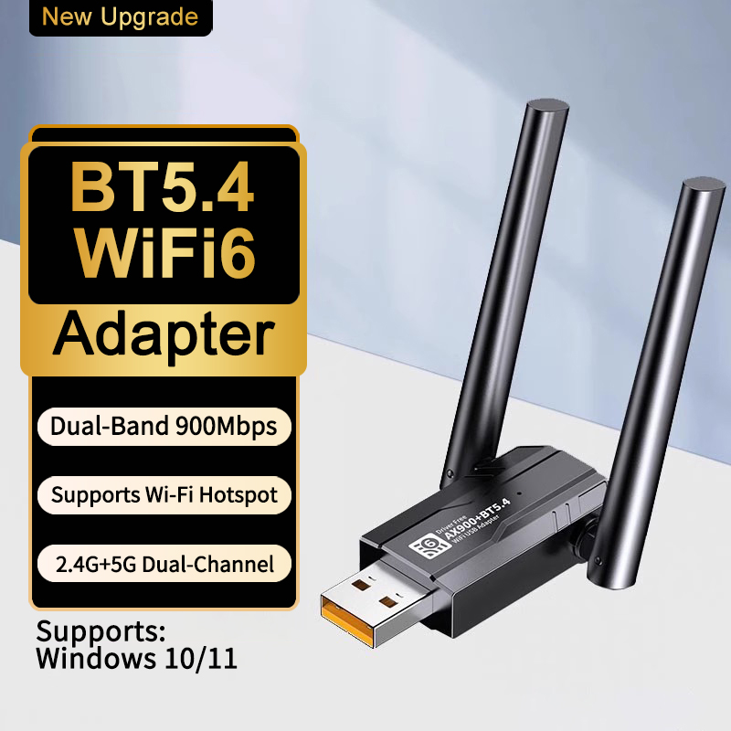 WIFI6 AX900 USB Bluetooth 5.4 Wireless Adapter Dual Band 2.4G&5GHz 900Mbps Network Card Receiver Dongle Driver-free For Win10/11