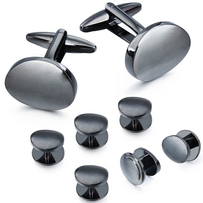 Hawson marca abotoaduras e parafusos definir moda & alta qualidade masculino ferro preto abotoaduras para smoking
