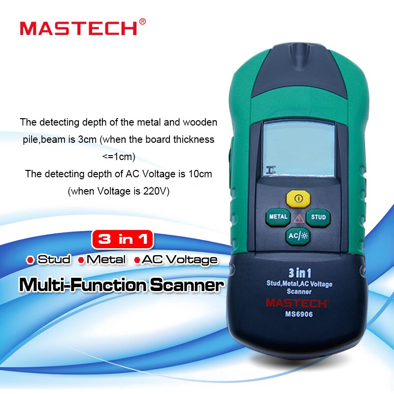 MASTECH MS6906 3 in 1 multifunction metal detector wood stud thiness tester AC Voltage scanner industrial feeler gauge