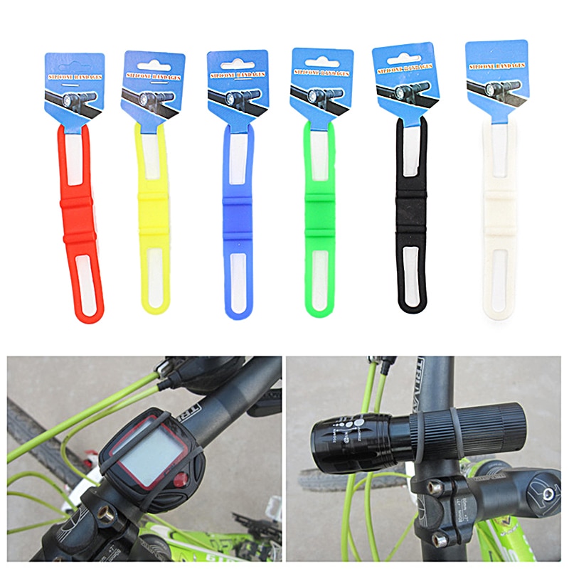 Bicycle Silicone Flashlight Strap Universal Mountain Bike Front Light Handle Bar Holder Bandage