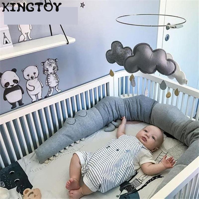 Newborn Baby Bed Crib Fence Bumper Toys Protection Crocodile Pillow Cotton Cushion Kids Room Decoration Bed Bumper 205cm