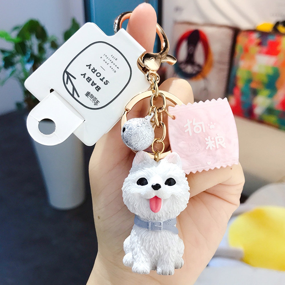 Simulation Dog Keychain Bichon Frise Schnauzer Pet Key Chains Holder Purse For Women Car Keyring Bag Pendant Jewelry Fine: Satsuma