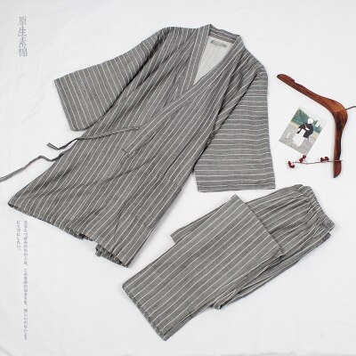 kimono pyjamas til menn bomullsvevd natttøy pyjamas menn sove nattøy kimonosett: 76207 / L