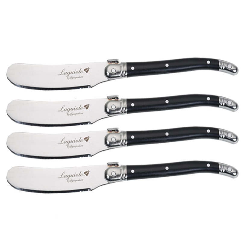 4 stk 6.25 & #39 ;& #39 ; laguiole stil smør kniv spredere sæt sort håndtag osteknive rustfrit stål bestik bar restaurant levering