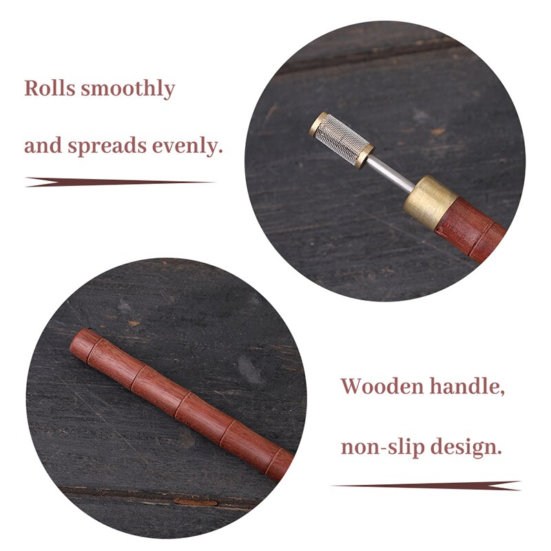 LMDZ Leather Edge Oil Pen Top Edge Dye Pen Roller Oil Pen Sandalwood Handle Leather Craft Tool Applicator Speedy Paint Tools