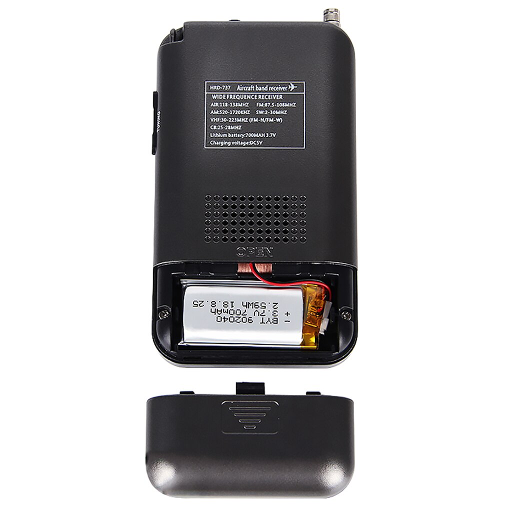 Portable Radio Aircraft Band Receiver FM/AM/SW/ CB/Air/VHF Radio World Band With Rechargeable LCD Display Alarm Clock