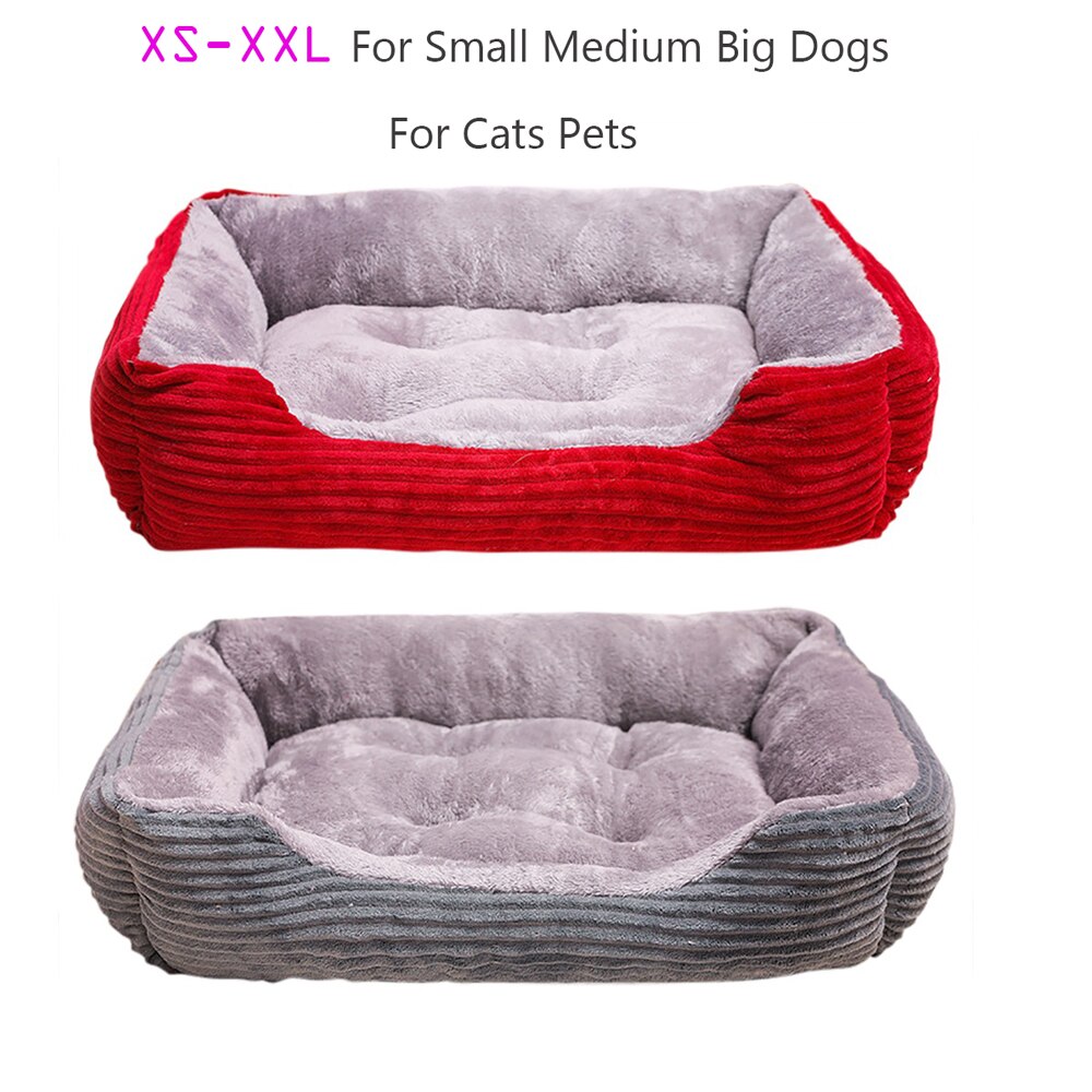 Cama para perro grande rectangular de pana, sofá para cachorro, gato, casa de mascotas, cojín para camas de felpa cálida para perros de raza pequeña