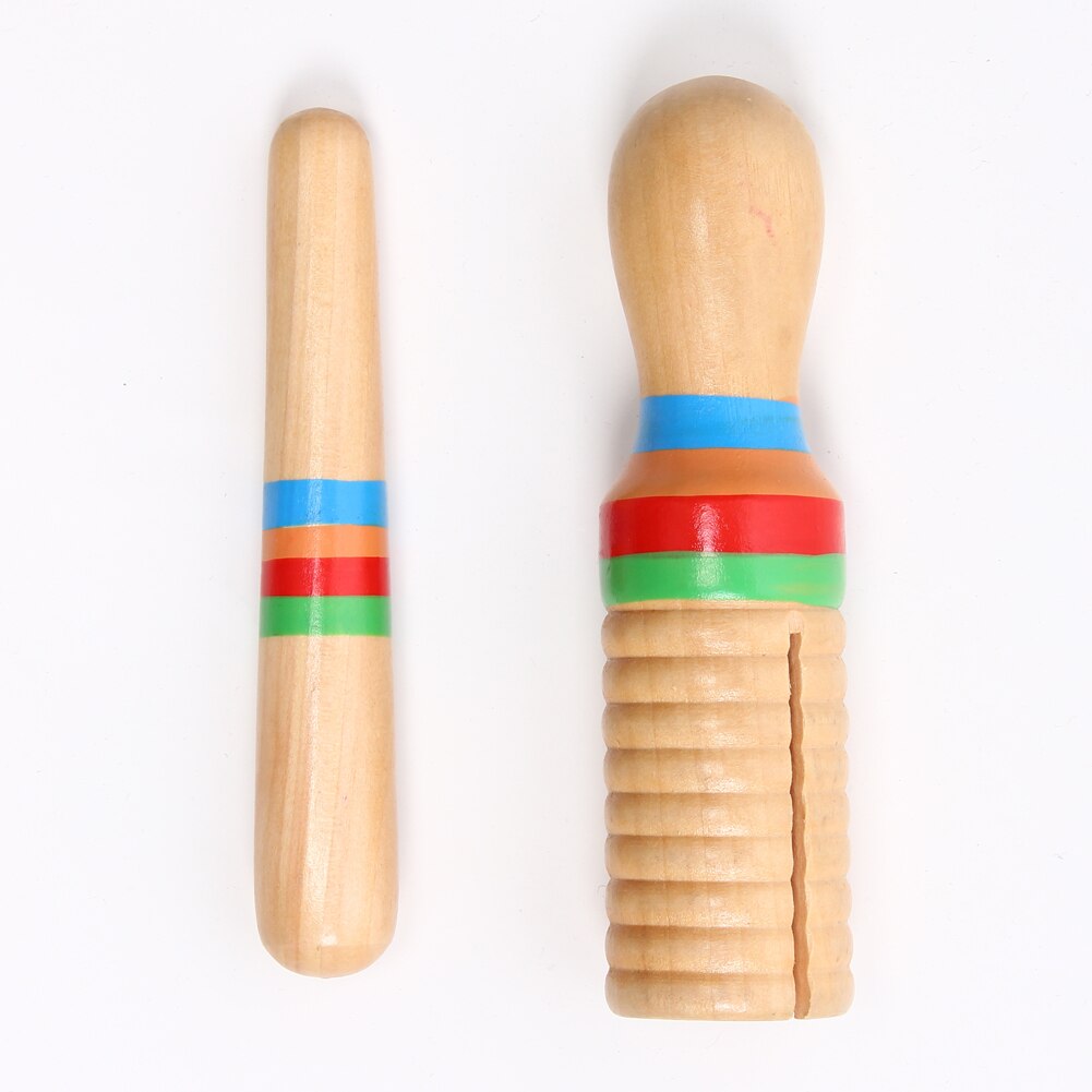 Træ guiro tråd enkelt ring stang klokke percussion musikinstrument børn legetøj behageligt at gribe musikalsk pædagogisk legetøj