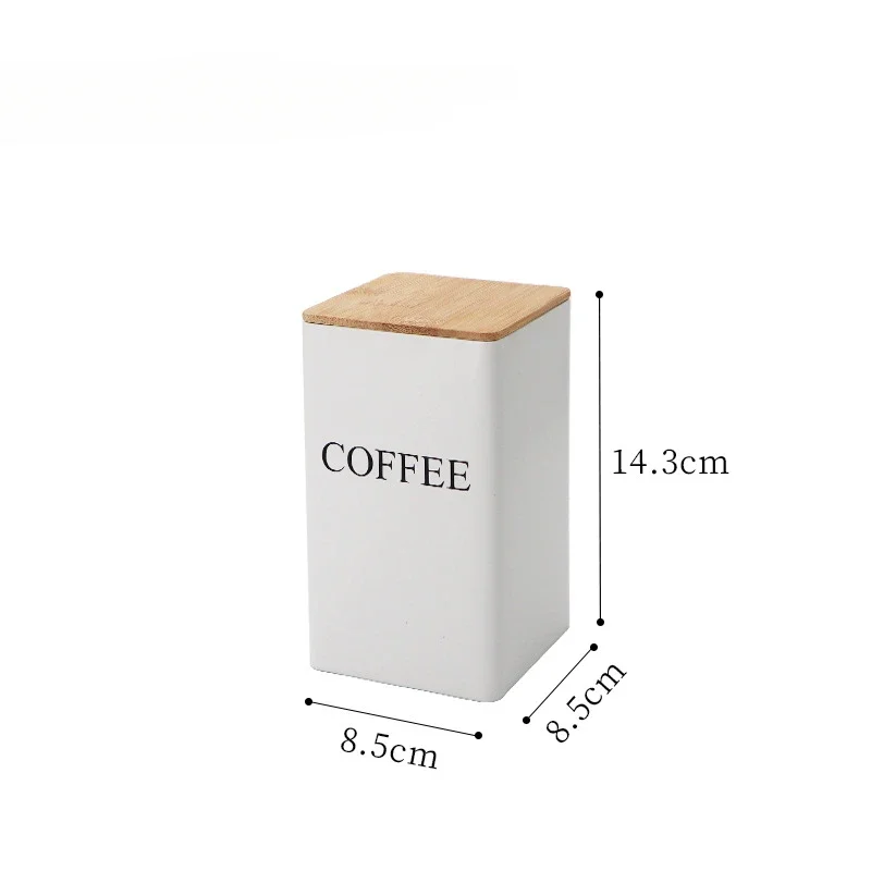 Coffee Bean Storage Airtight Containers for Food Conteiners Simple Style Bamboo Cover Iron Art Tea Can Sugar Bowl Kitchen Items: green