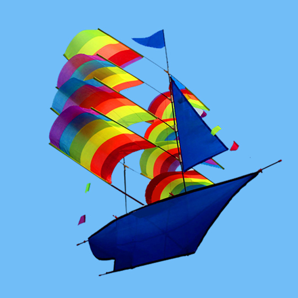 3D Sailboat Kite for Kids and Adults Sailing Boat Flying Kite with String and Handle Outdoor Beach Park Sports Fun