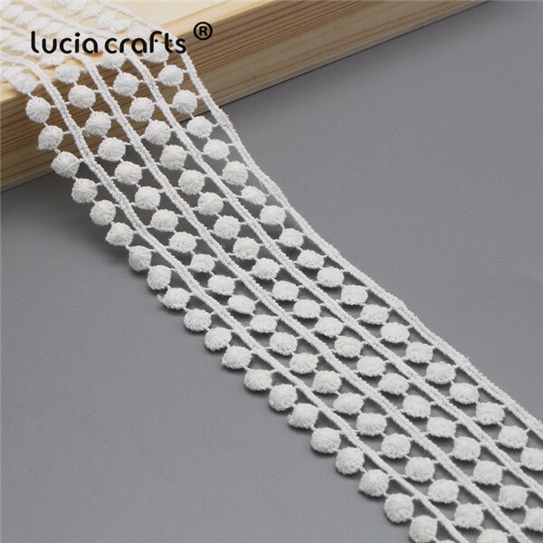 Lucia crafts 3 yards/parti hvidt hult bomuldsblonde stof trimbånd hovedbeklædning syning gør-det-selv beklædningsgenstand dekorationstilbehør  n0401: Stil 6 50mm