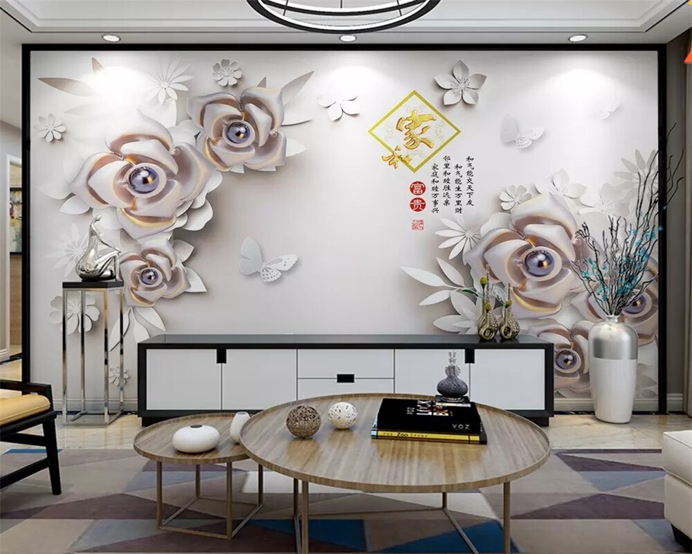 Beibehang papier peint muurschildering 3d 3d behang home decor custom reliëf bloemen behang tv achtergrond behang voor muren 3 d