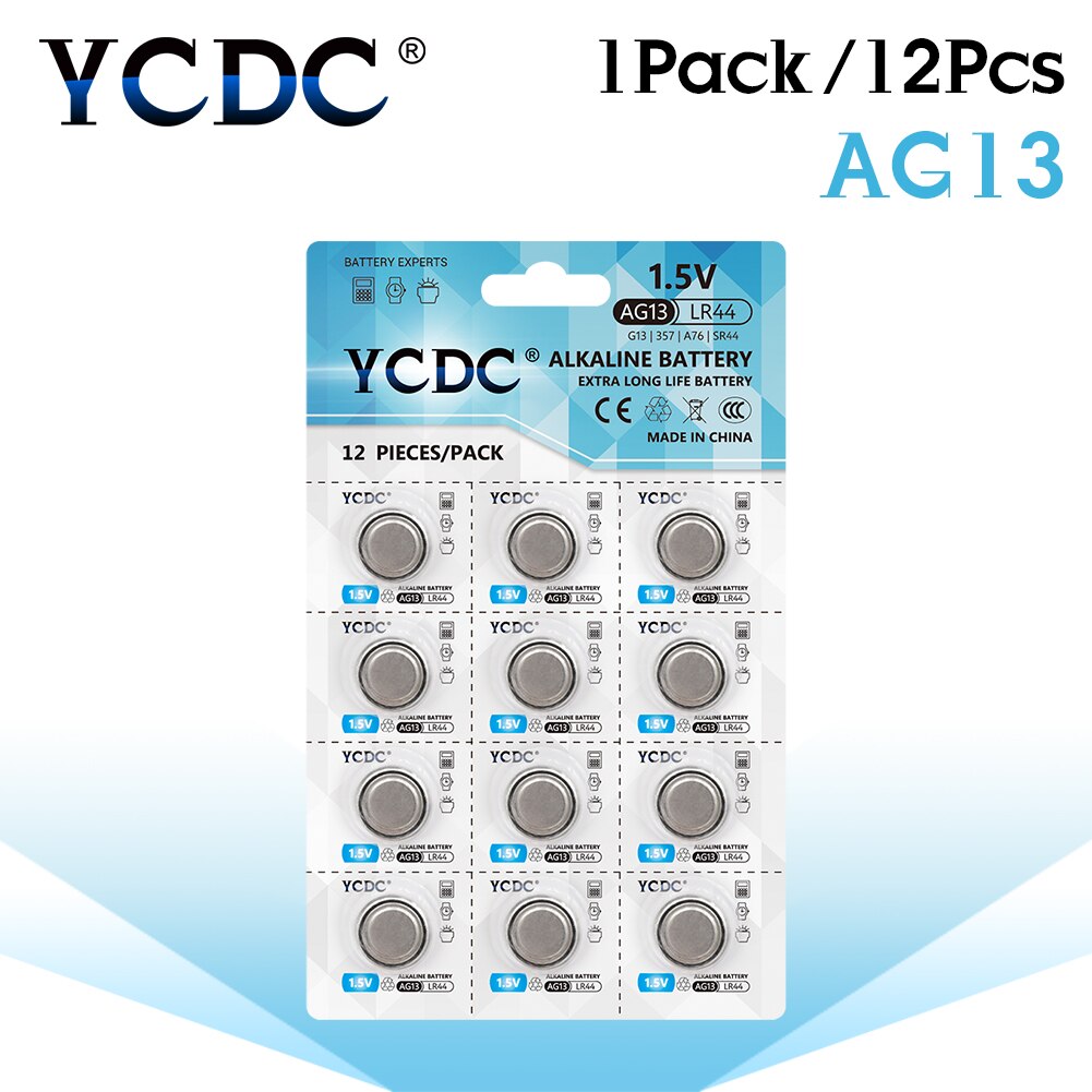 YCDC AG13 Geschmack Batterie LR44 357A S76E 1,5 V AG13 alkalisch Knopfzellen Batterien Für Uhr Elektronische Fernbedienung 12 teile/los: 12Stck