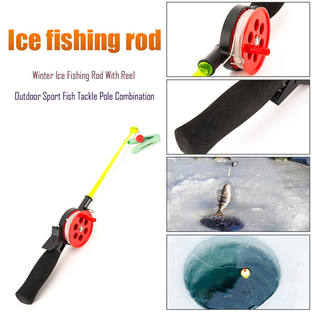 Rejer krabbe fiskestang fiskegrej stang med klip 34cm vinter udendørs is til udendørs fiskeri bærbart tilbehør